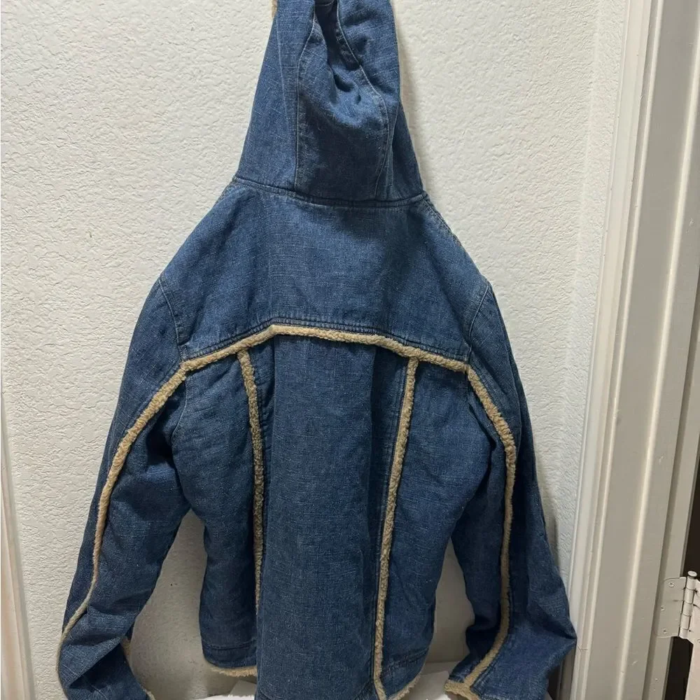 Carolina Colours Faux fur trim Denim Jacket Size XL hoodie